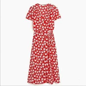 New With Tags! J. Crew Factory red floral wrap dress
